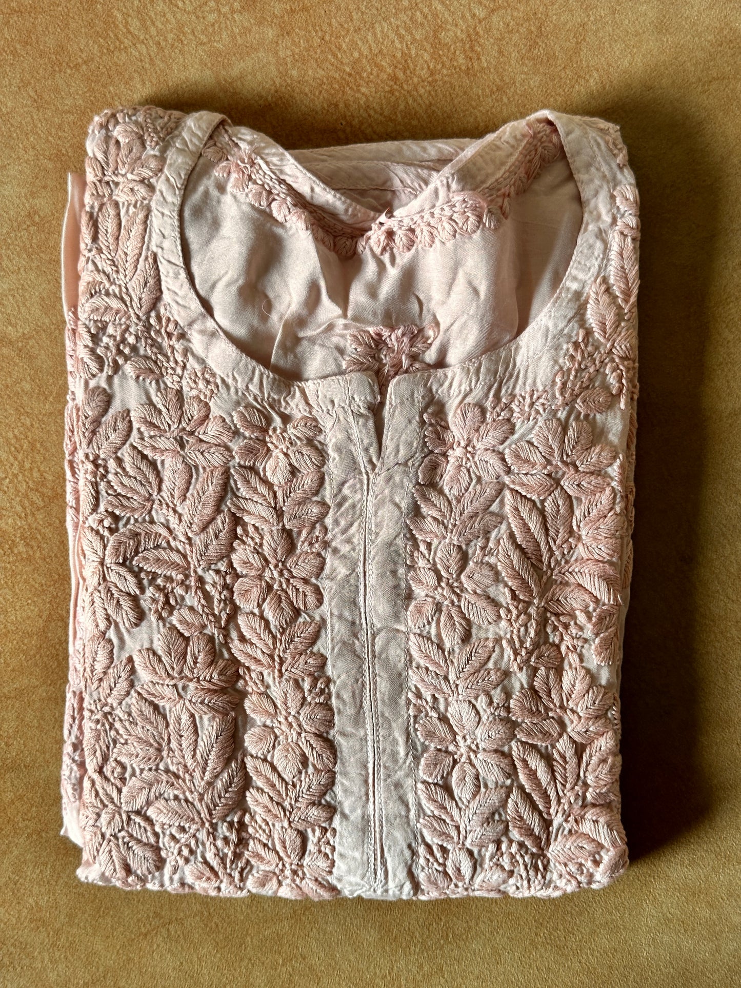 Chikankari Muslin Kurti (color-thread work)