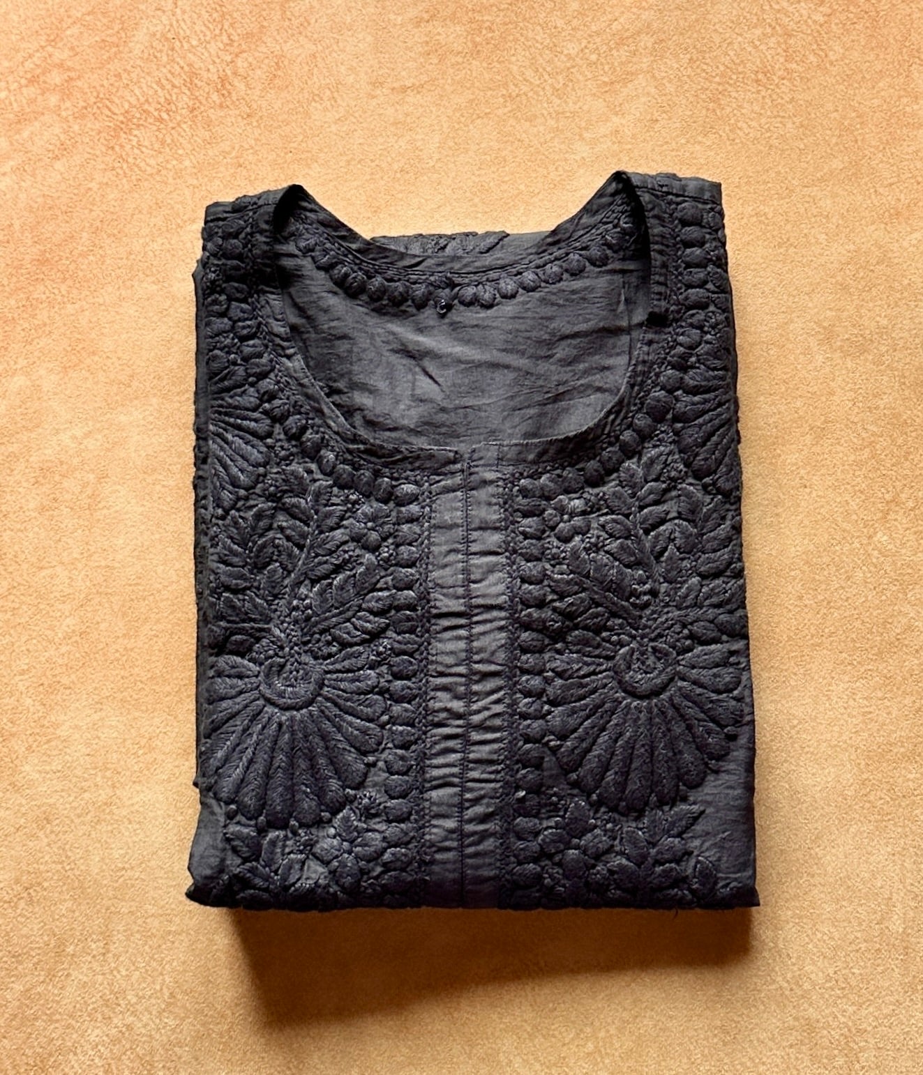 Elegant Black Chikankari Chanderi Kurti