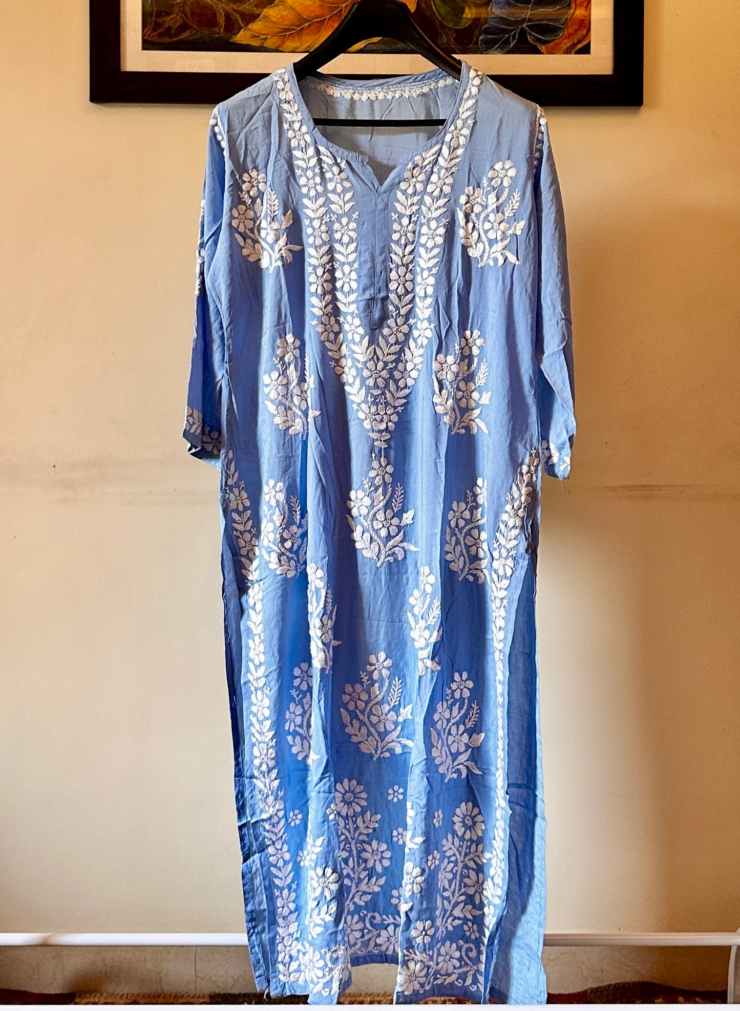 Elegant Long Chikankari Modal Kurti