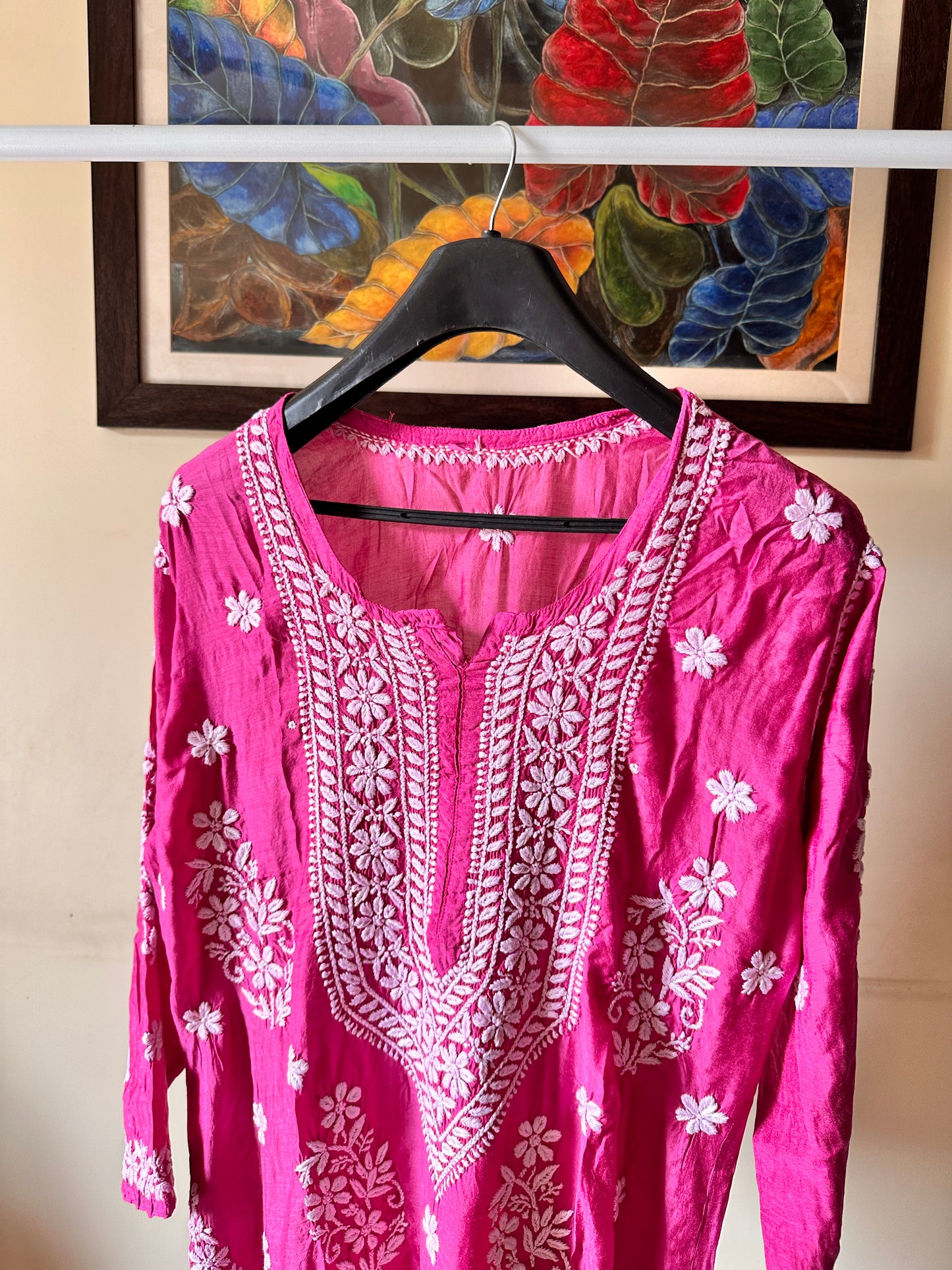 Chikankari Muslin Kurti with 3D work